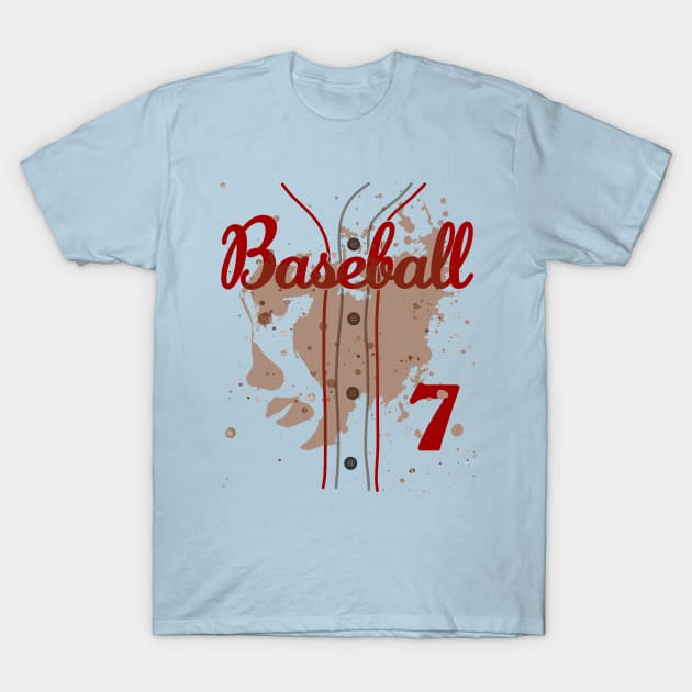 Baseball Jersey Number 7 Kids Baseball Uniform Dirty Funny #7 T-Shirt by TeeCreations